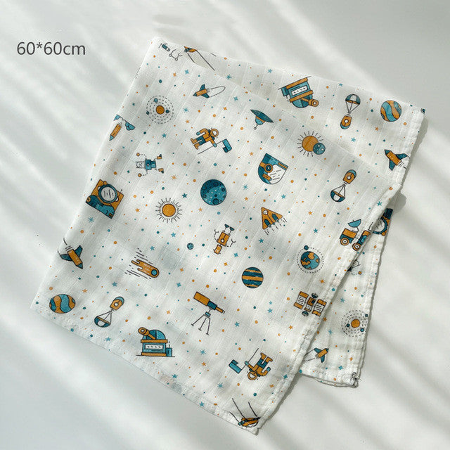 HKM-797267 Cotton Gauze Baby Quilt - Soft 60x60cm Wrap in Multiple Colors