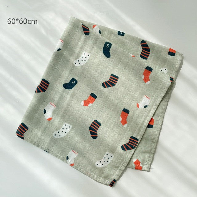 HKM-797267 Cotton Gauze Baby Quilt - Soft 60x60cm Wrap in Multiple Colors