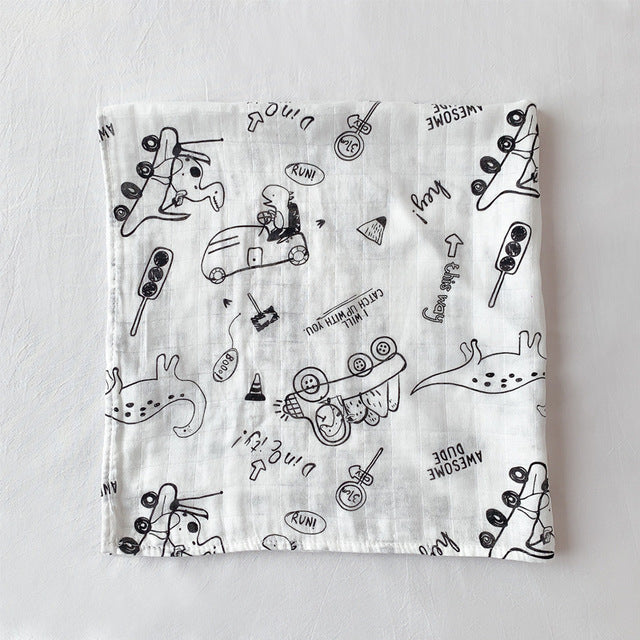 HKM-797267 Cotton Gauze Baby Quilt - Soft 60x60cm Wrap in Multiple Colors