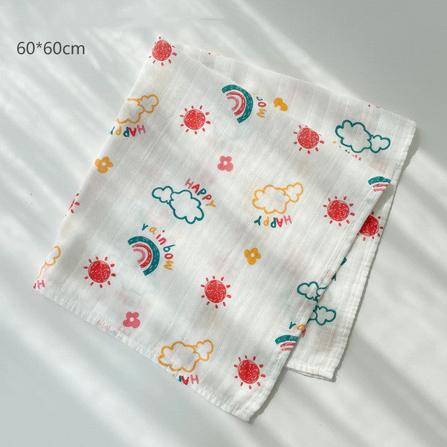 HKM-797267 Cotton Gauze Baby Quilt - Soft 60x60cm Wrap in Multiple Colors