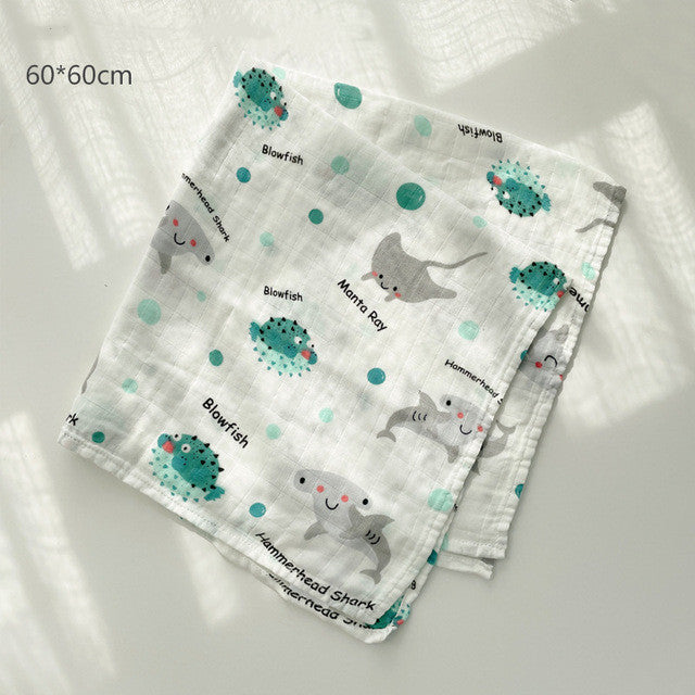 HKM-797267 Cotton Gauze Baby Quilt - Soft 60x60cm Wrap in Multiple Colors