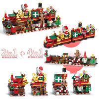 HKM-797395 24 Grid Christmas Scene Building Blocks Blind Box for Ages 7-14, 24 Pieces, Plastic Building Blocks, Fun Holiday Activity