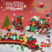 HKM-797395 24 Grid Christmas Scene Building Blocks Blind Box for Ages 7-14, 24 Pieces, Plastic Building Blocks, Fun Holiday Activity
