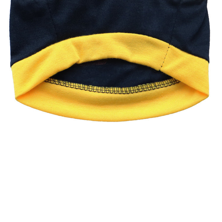 HKM-797459 Cotton Jersey Printed Sports Vest for Small Dogs in Green and Black with Yellow Edging