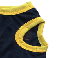 HKM-797459 Cotton Jersey Printed Sports Vest for Small Dogs in Green and Black with Yellow Edging