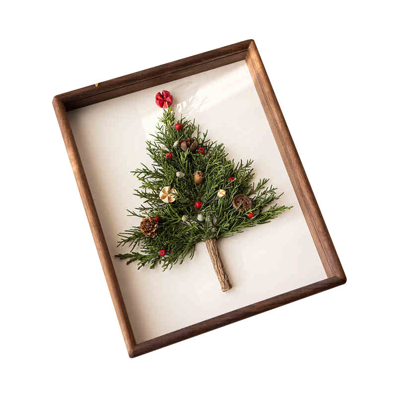 HKM-797523 Solid Wood Black Walnut Dried Flower Photo Frame - Modern Rectangular Design