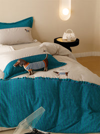 HKM-797587 Embroidered Cotton Quilt Cover Bedding Set - 4-Piece with 120 Thread Count