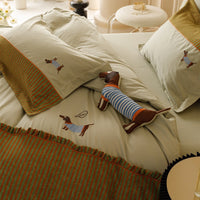 HKM-797587 Embroidered Cotton Quilt Cover Bedding Set - 4-Piece with 120 Thread Count