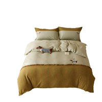 HKM-797587 Embroidered Cotton Quilt Cover Bedding Set - 4-Piece with 120 Thread Count