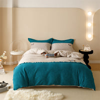 HKM-797587 Embroidered Cotton Quilt Cover Bedding Set - 4-Piece with 120 Thread Count