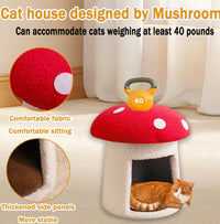 HKM-797587 Extra Large Red Mushroom Cat Bed - Scratch and Wear Resistant, Removable and Washable for All Seasons
