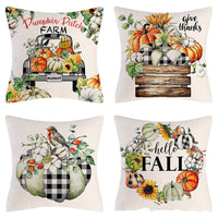 HKM-797715 Autumn Pumpkin Maple Leaf Truck Pillow Cover for Home Living Room Décor 45x45cm