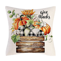 HKM-797715 Autumn Pumpkin Maple Leaf Truck Pillow Cover for Home Living Room Décor 45x45cm