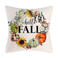 HKM-797715 Autumn Pumpkin Maple Leaf Truck Pillow Cover for Home Living Room Décor 45x45cm