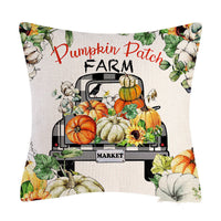 HKM-797715 Autumn Pumpkin Maple Leaf Truck Pillow Cover for Home Living Room Décor 45x45cm