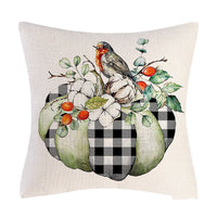 HKM-797715 Autumn Pumpkin Maple Leaf Truck Pillow Cover for Home Living Room Décor 45x45cm