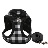 HKM-797779 Adjustable Cat and Dog Harness with Leash Set - Five Color Options, Durable Nylon and Polyester, Bowtie Design