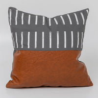 HKM-797971 Light Luxury Brown Faux Leather and Cotton Cushion Cover for Sofa and Bed, 45x45cm