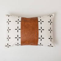 HKM-797971 Light Luxury Brown Faux Leather and Cotton Cushion Cover for Sofa and Bed, 45x45cm