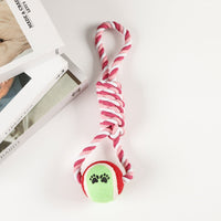 HKM-798035 Durable Puppy Molar Toy with Tennis Cotton Rope for Medium and Large Dogs