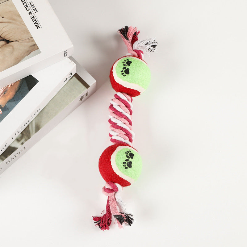 HKM-798035 Durable Puppy Molar Toy with Tennis Cotton Rope for Medium and Large Dogs