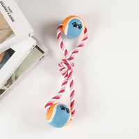 HKM-798035 Durable Puppy Molar Toy with Tennis Cotton Rope for Medium and Large Dogs