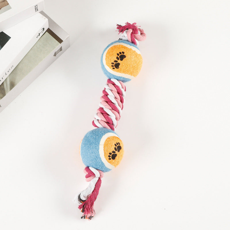 HKM-798035 Durable Puppy Molar Toy with Tennis Cotton Rope for Medium and Large Dogs