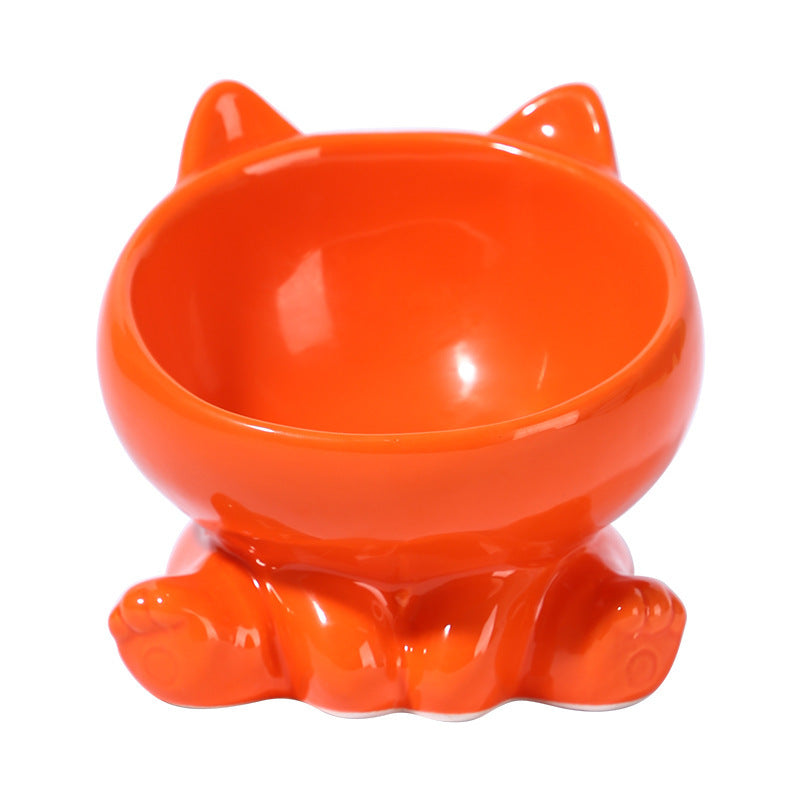 HKM-798099 Bevel Ceramic Neck Bowl for Cats - Available in Multiple Colors