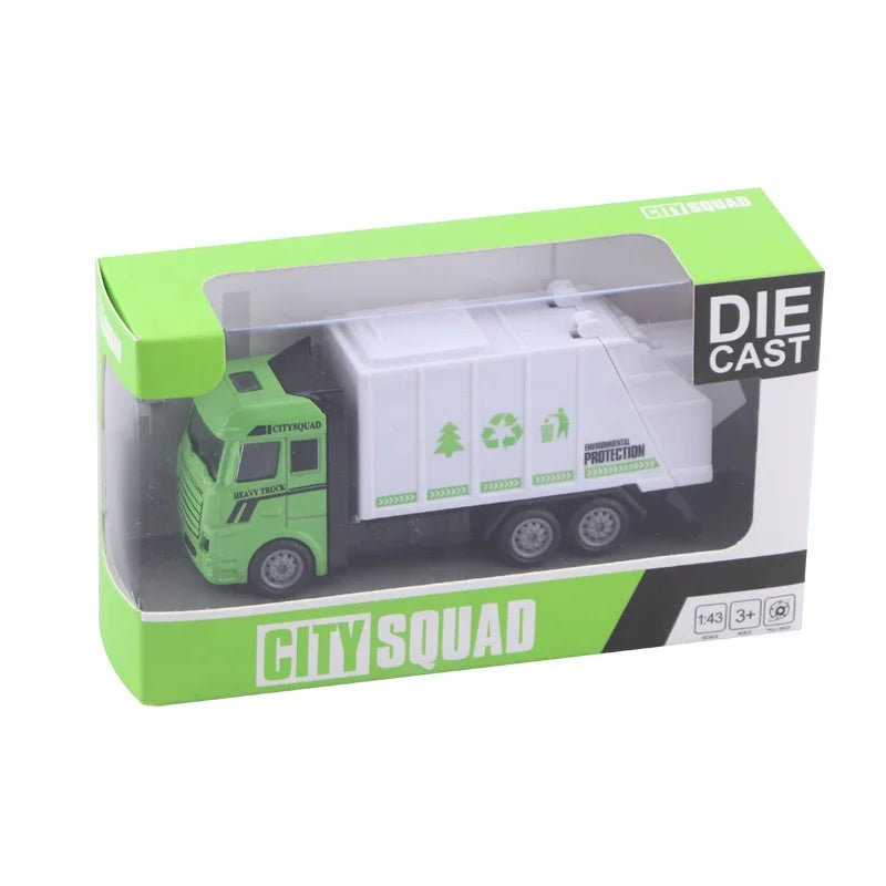 HKM-798227 1:43 Diecast Metal Garbage Truck Toy for Kids, Pull Back Action, Ages 2-7