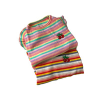 HKM-798227 Breathable Cotton T-Shirt for Small Pets - Casual Rainbow Stripe Design