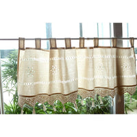 HKM-798291 Coarse Cotton Linen Crochet Coffee Rod Curtain - American Style, 150CM x 45CM, Ideal for Living Room, Bedroom, Balcony
