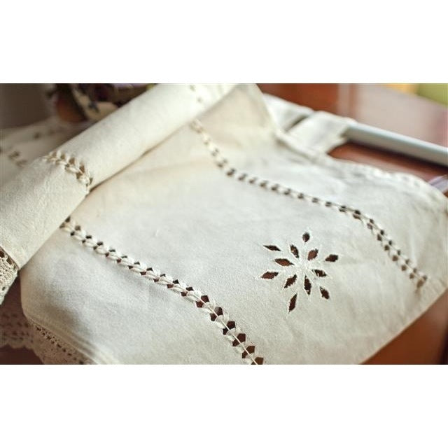 HKM-798291 Coarse Cotton Linen Crochet Coffee Rod Curtain - American Style, 150CM x 45CM, Ideal for Living Room, Bedroom, Balcony