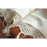 HKM-798291 Coarse Cotton Linen Crochet Coffee Rod Curtain - American Style, 150CM x 45CM, Ideal for Living Room, Bedroom, Balcony
