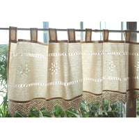 HKM-798291 Coarse Cotton Linen Crochet Coffee Rod Curtain - American Style, 150CM x 45CM, Ideal for Living Room, Bedroom, Balcony