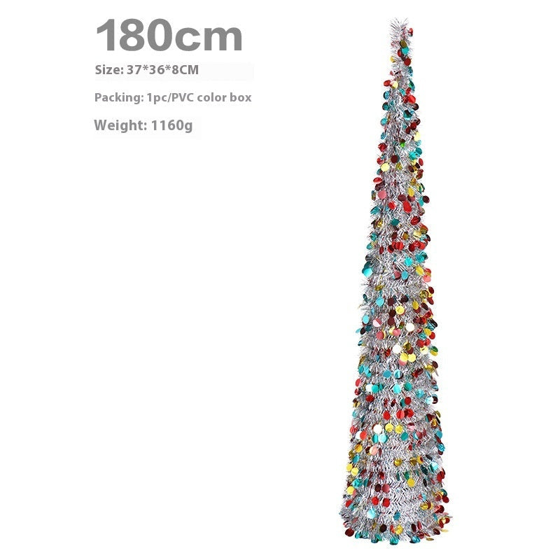 HKM-798355 Colorful Retractable Folding Christmas Tree Ornaments - 150cm/180cm Height