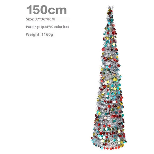 HKM-798355 Colorful Retractable Folding Christmas Tree Ornaments - 150cm/180cm Height
