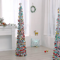 HKM-798355 Colorful Retractable Folding Christmas Tree Ornaments - 150cm/180cm Height