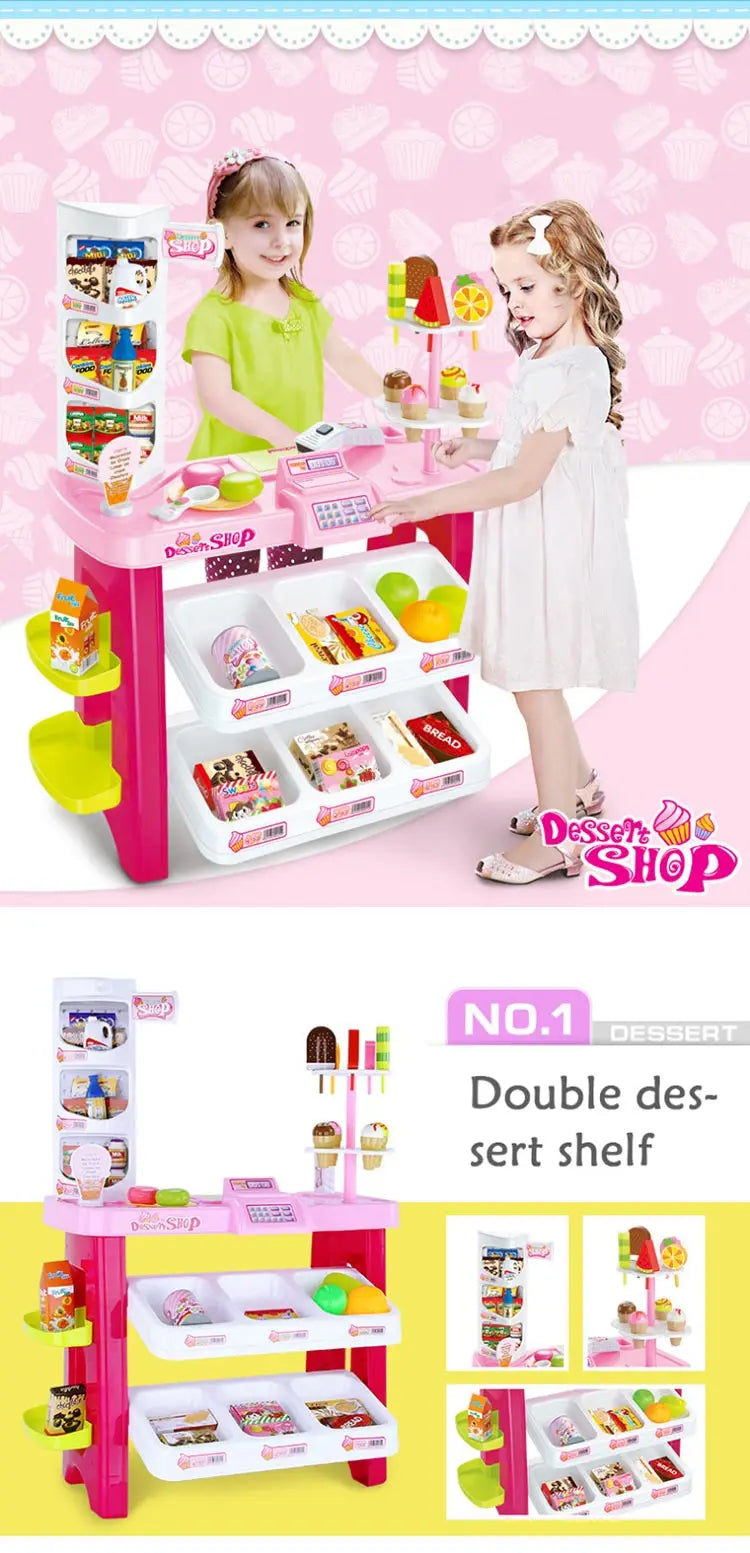 HKM-798419 Pretend Play Ice Cream Shop Toy Set for Kids Ages 6 and Up, Colorful ABS Plastic, 76x56x27cm
