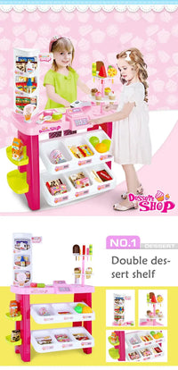HKM-798419 Pretend Play Ice Cream Shop Toy Set for Kids Ages 6 and Up, Colorful ABS Plastic, 76x56x27cm