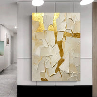 HKM-798675 Hand-Painted Abstract Gold Foil Oil Painting on Canvas for Modern Home Decor