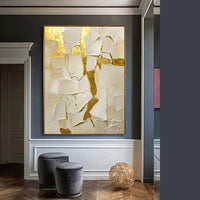 HKM-798675 Hand-Painted Abstract Gold Foil Oil Painting on Canvas for Modern Home Decor