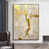 HKM-798675 Hand-Painted Abstract Gold Foil Oil Painting on Canvas for Modern Home Decor