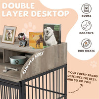 HKM-798739 Elegant Furniture-Style Large Dog Crate with Sliding Door and Ample Storage, Suitable for Medium Dogs up to 90 LBS