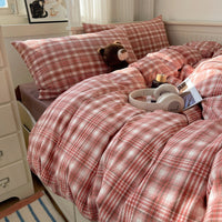 HKM-798739 Japanese Style Plaid Cotton Bedding Set - Available in Multiple Sizes