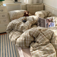 HKM-798739 Japanese Style Plaid Cotton Bedding Set - Available in Multiple Sizes