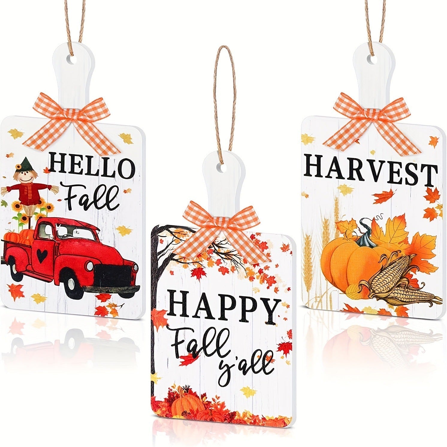 HKM-798867 Autumn Wooden Door Plate Pendant Set for Thanksgiving – 3 Decorative Styles