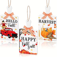HKM-798867 Autumn Wooden Door Plate Pendant Set for Thanksgiving – 3 Decorative Styles