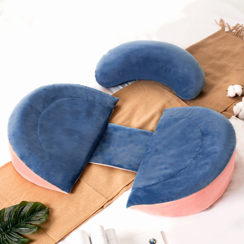 HKM-798867 Latex Maternity Waist and Side Sleeping Support Pillow - Sakura Pink, Lemon Green, Du Ruo Blue