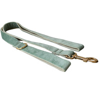 HKM-798931 Mint Green Velvet Dog Collar and Leash Set with Bow Tie and Dog Ring
