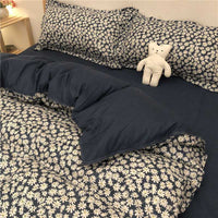 HKM-799059 Checkered Polyester Fiber Bedding Set, Includes Duvet Cover and Sheet, Four-Piece Collection
